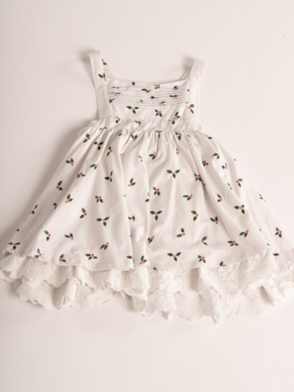 SweetHoney Tis The Season Mistletoe Holly Christmas Pinafore Ruffle Dress Rare